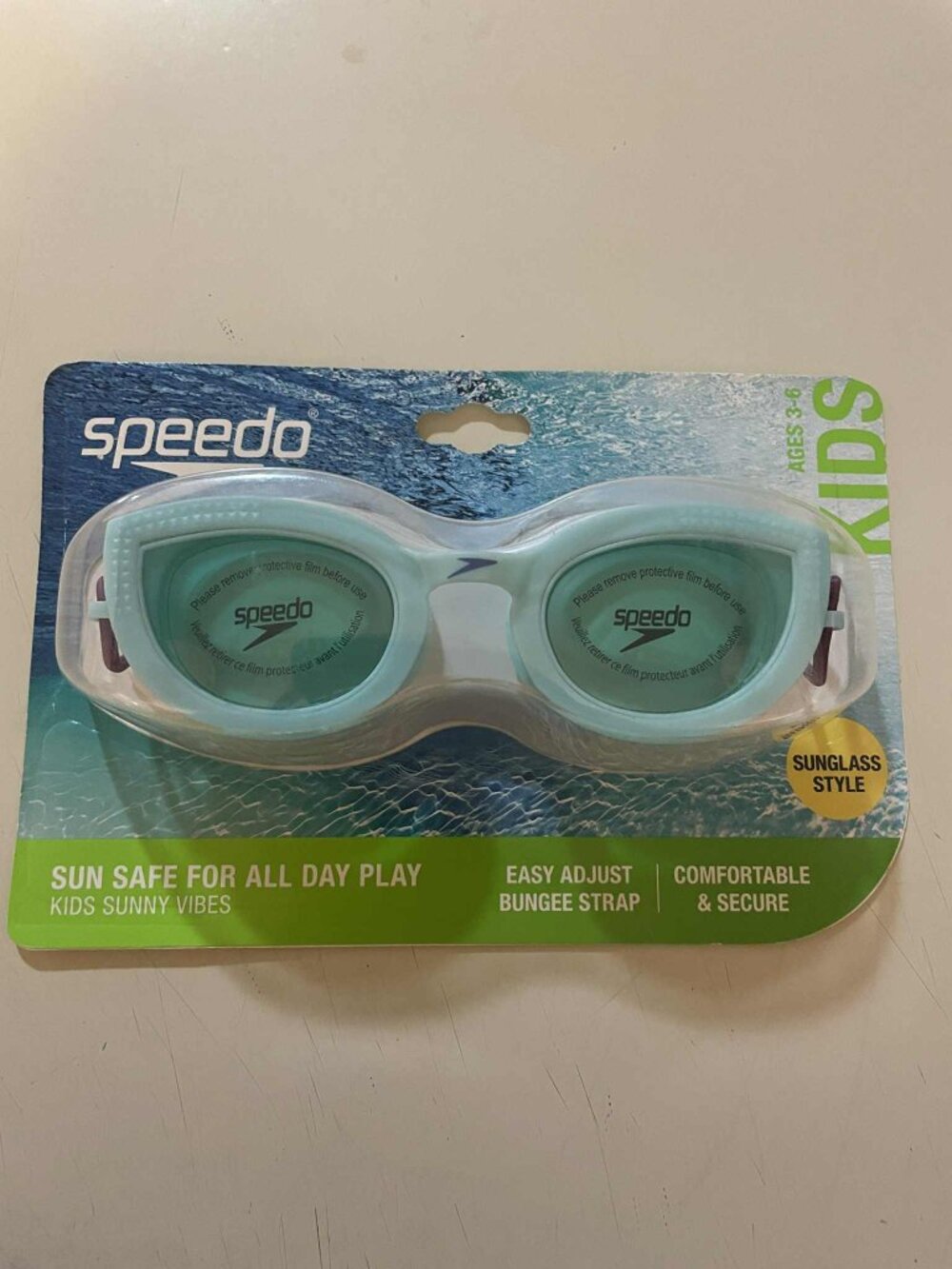 Brand New Speedo Kids Sunny Vibes Goggles, Aruba Blue/Jade.